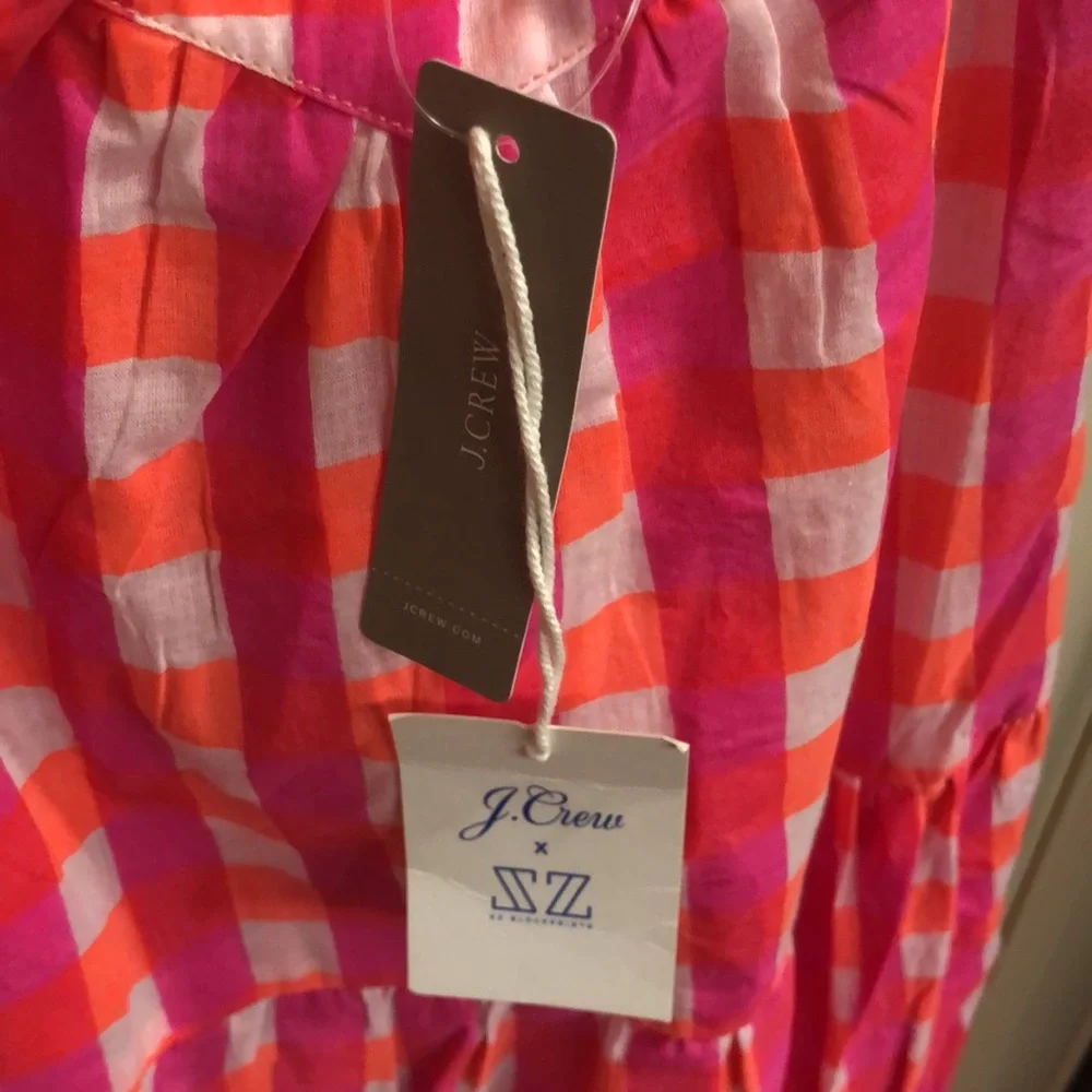 NEW SZ Blockprints X J Crew Tiered Dress 👗 in Gingham - Picture 7 of 14